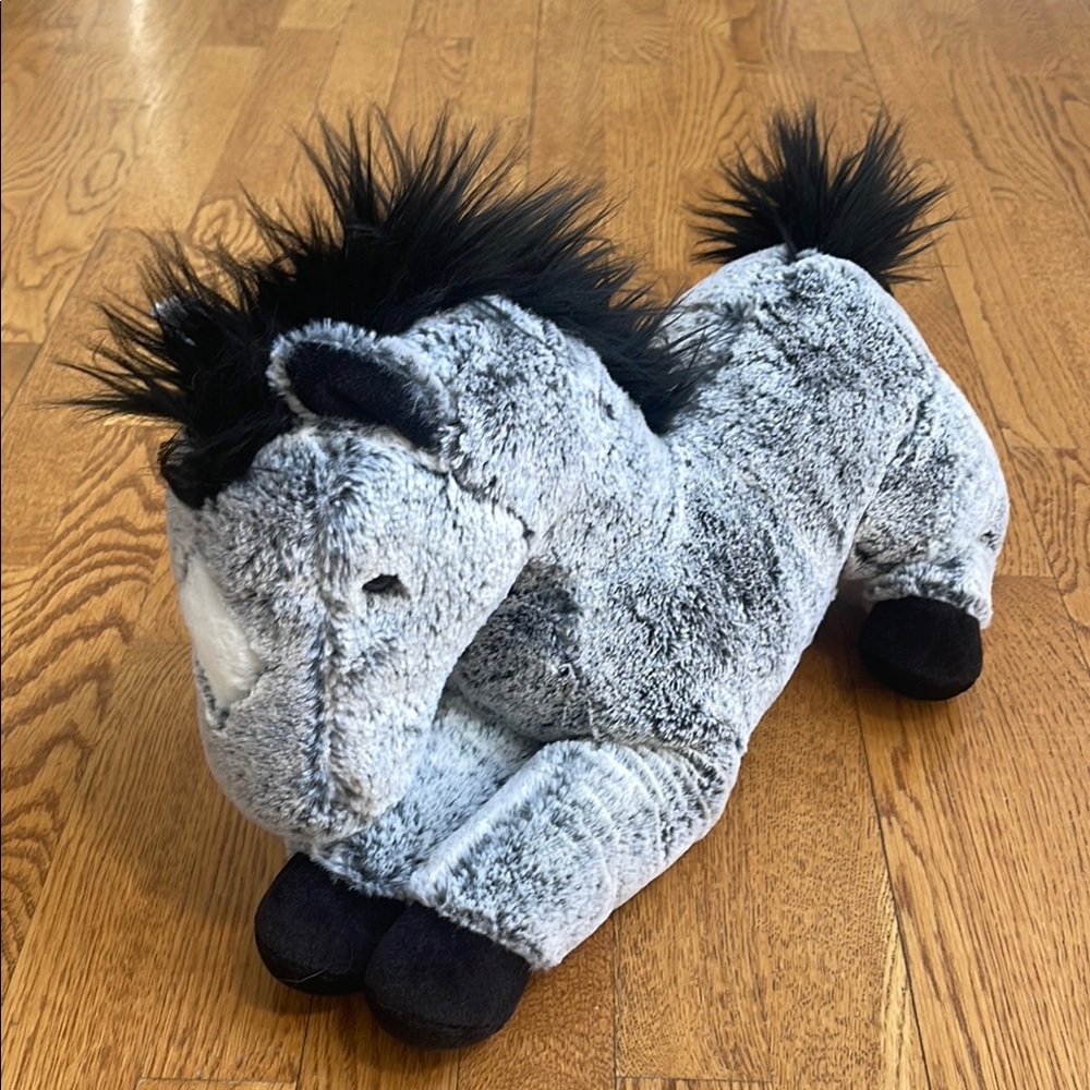 Gray and Black Plush Horse Toy